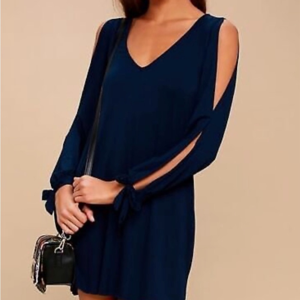 Lulu's Glory of Love Navy Blue Shift Dress Navy Blue Size large